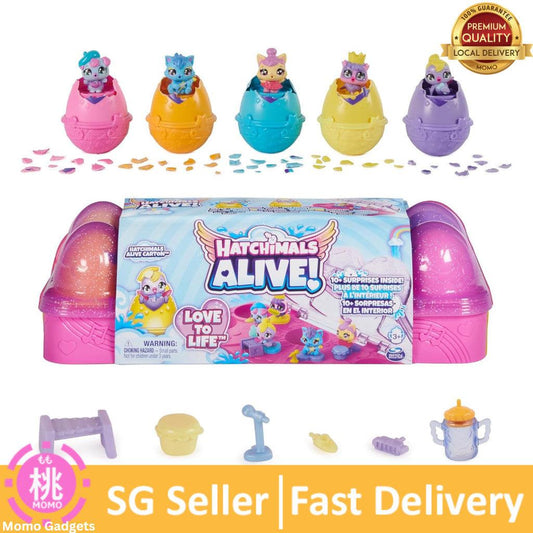 Hatchimals Alive, Egg Carton Toy with 5 Mini Figures in Self-Hatching Eggs, 11 Accessories/10 Accessories