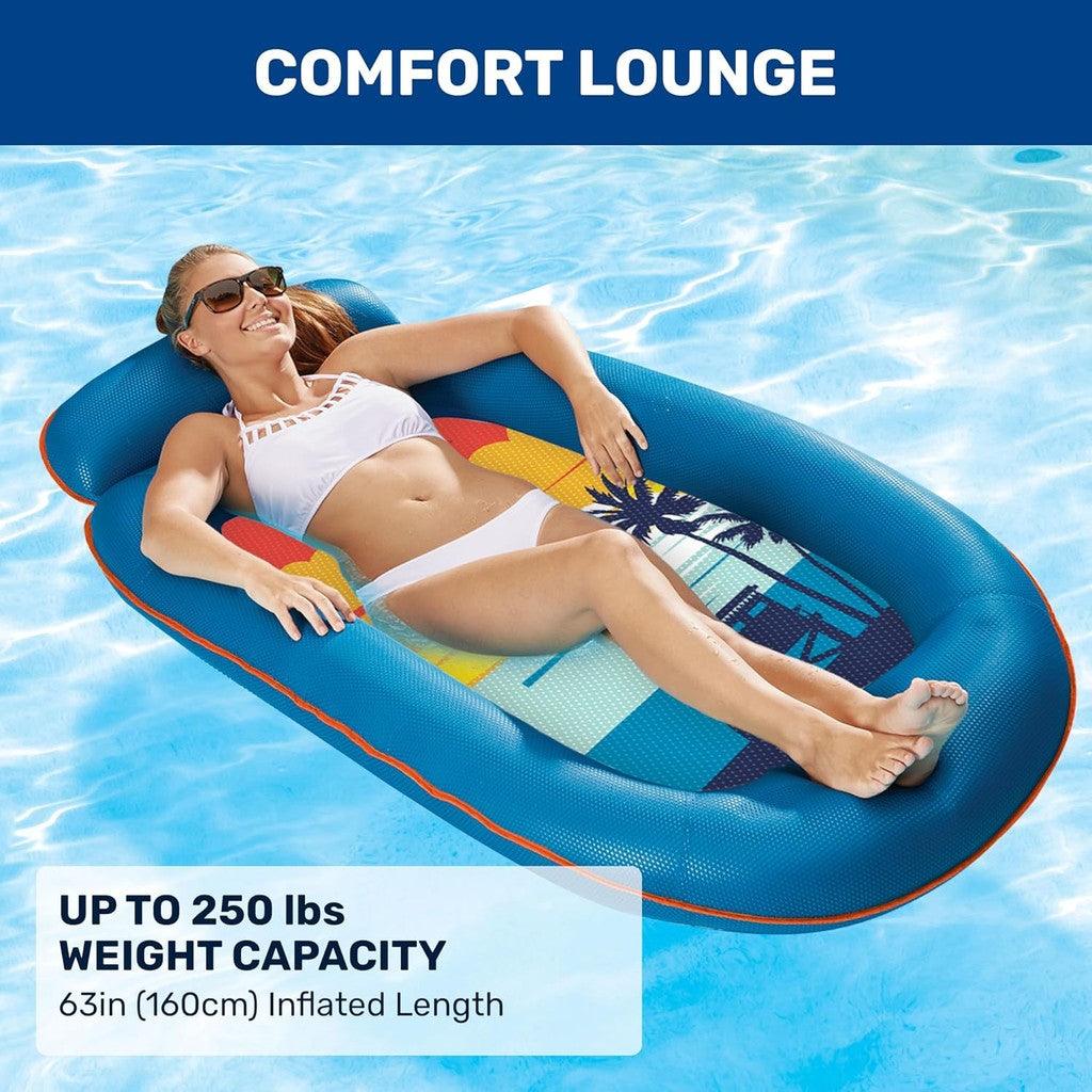 Aqua Comfort Pool Float Lounge – Inflatable Pool Floats for Adults with Headrest & Footrest