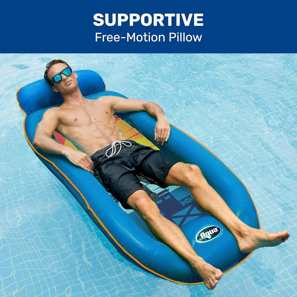 Aqua Comfort Pool Float Lounge – Inflatable Pool Floats for Adults with Headrest & Footrest