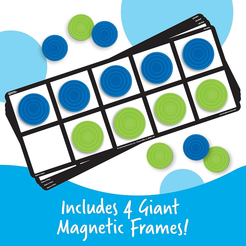 Learning Resources Giant Magnetic Ten Frame Set, Set of 4, Ages 5+, Classroom Math Set, Magnetic Whiteboard Set