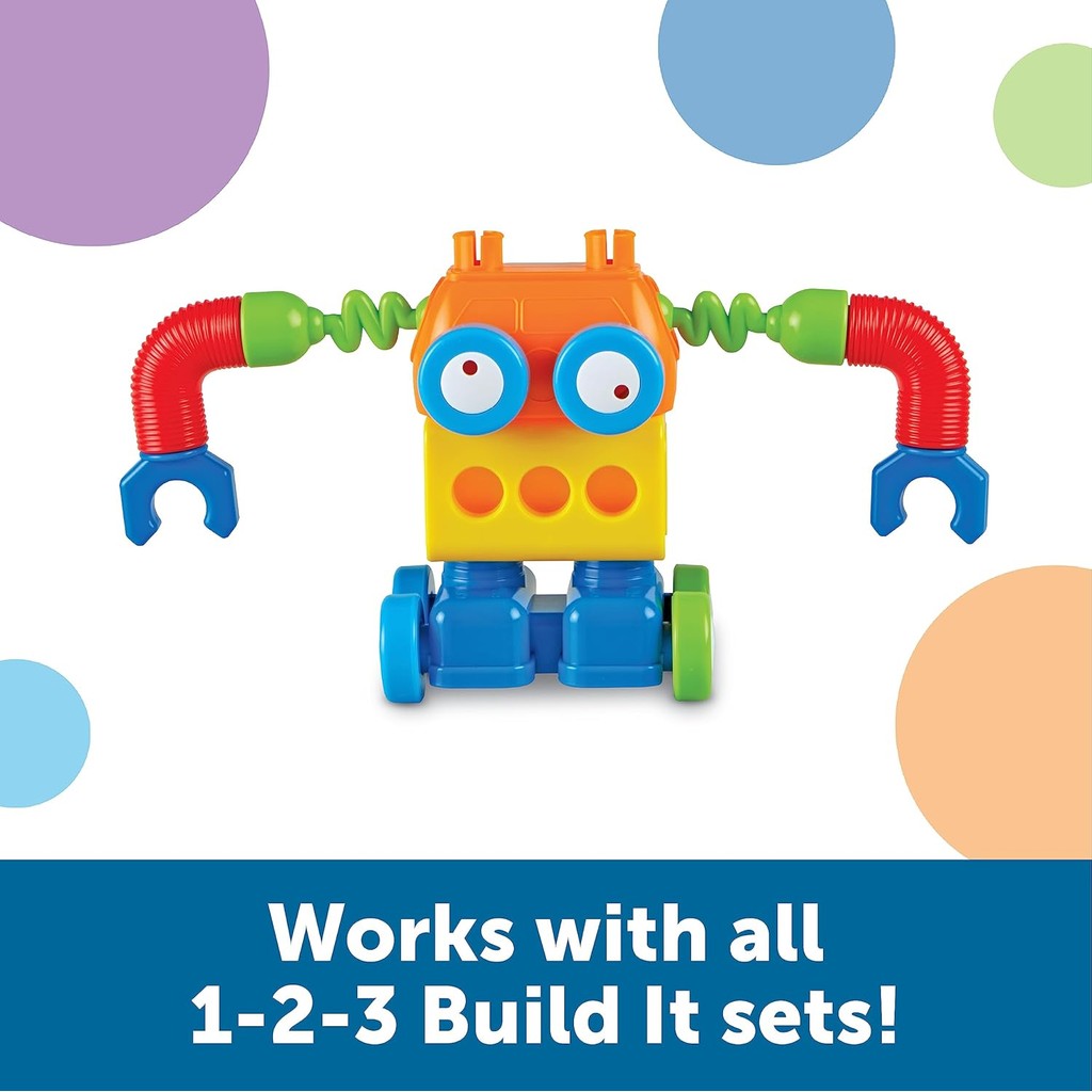 Learning Resources 1-2-3 Build It! Robot Factory, Fine Motor Toy, Robot Building Set for Unisex Children Ages 2+
