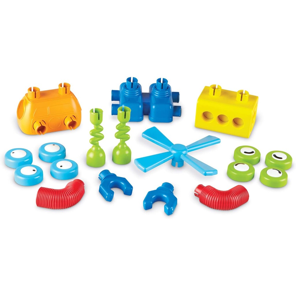 Learning Resources 1-2-3 Build It! Robot Factory, Fine Motor Toy, Robot Building Set for Unisex Children Ages 2+