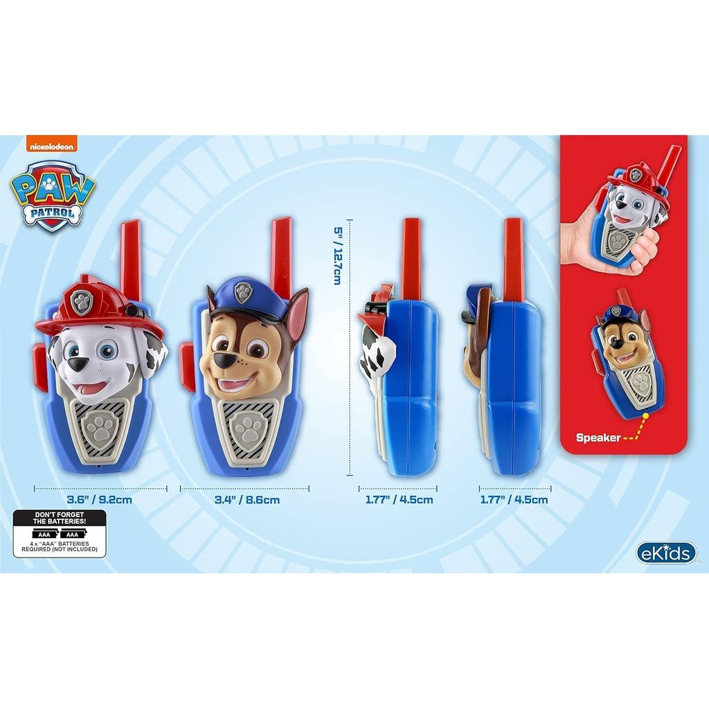 eKids Paw Patrol Toy Walkie Talkies for Kids, Static Free and Extended Range Indoor and Outdoor Toys