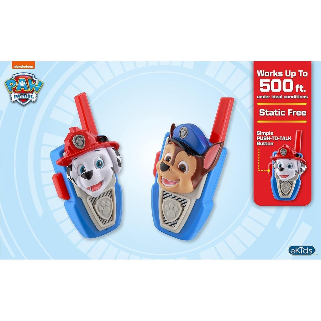 eKids Paw Patrol Toy Walkie Talkies for Kids, Static Free and Extended Range Indoor and Outdoor Toys