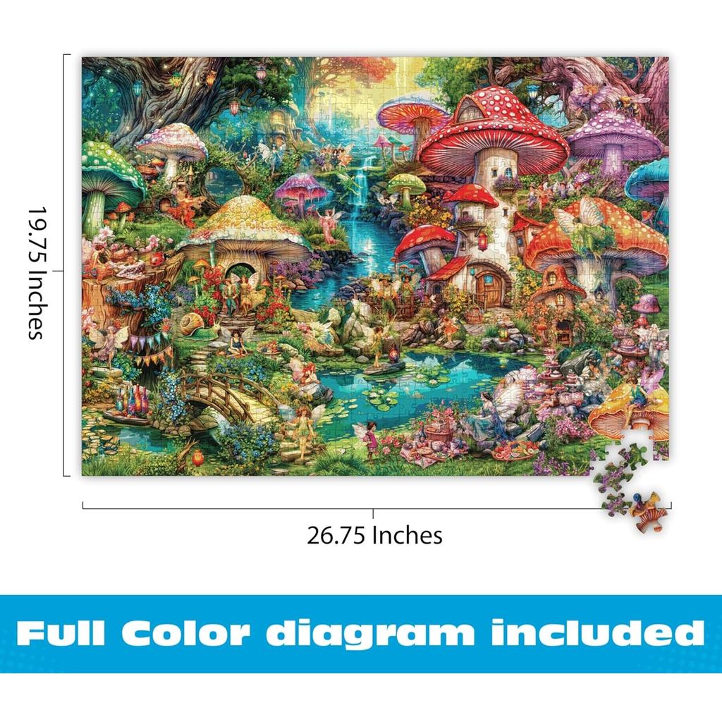 Buffalo Games - 1000 Piece Jigsaw Puzzle Aimee Stewart Merry Mushroom Village Picnic