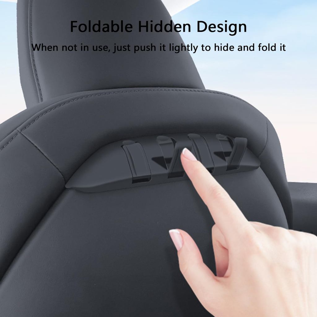 2 Pack Car Seat Back Hooks for Tesla Model Y/3/S/X Handbag Backpack Grocery Bag Hangers Car Hooks Headrest