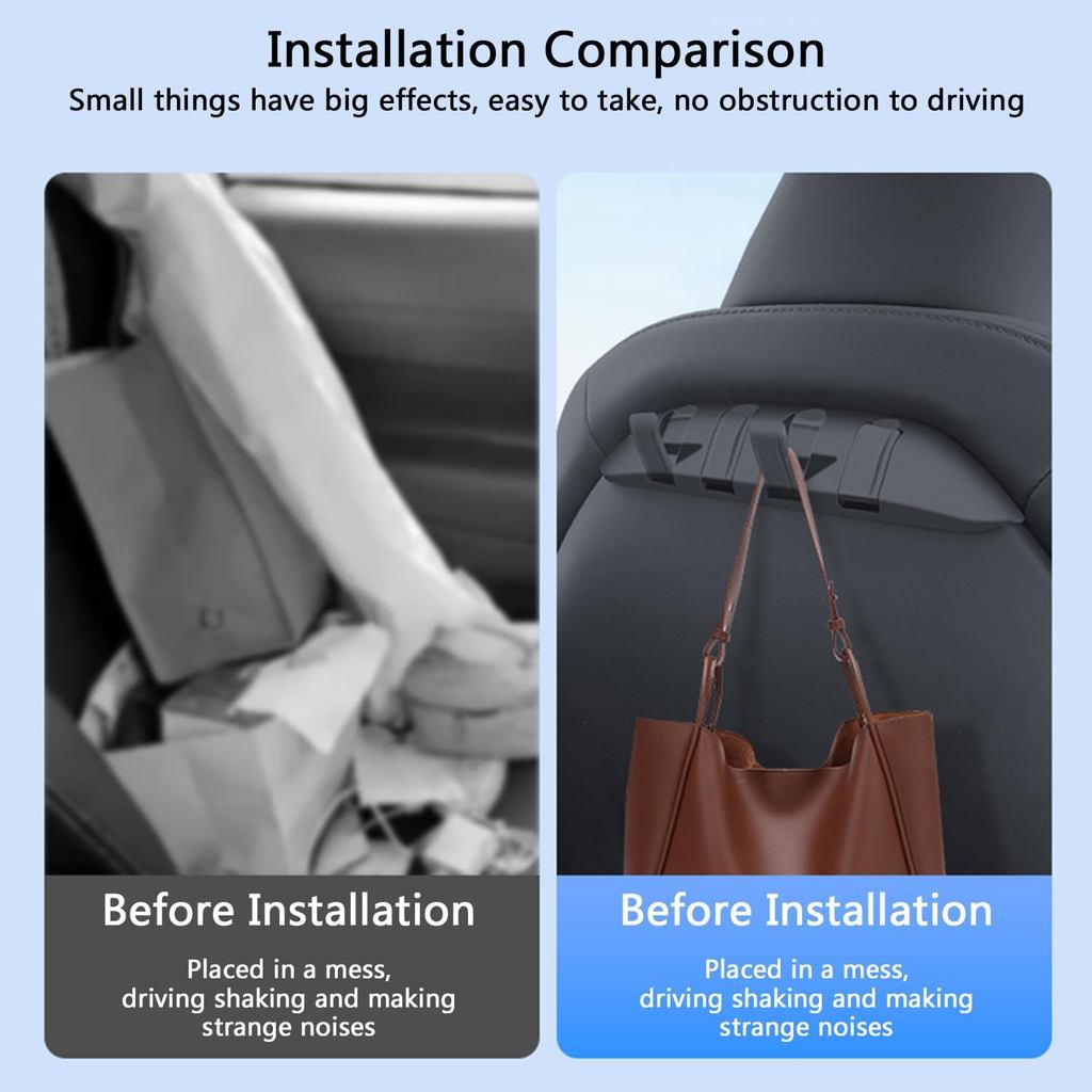 2 Pack Car Seat Back Hooks for Tesla Model Y/3/S/X Handbag Backpack Grocery Bag Hangers Car Hooks Headrest