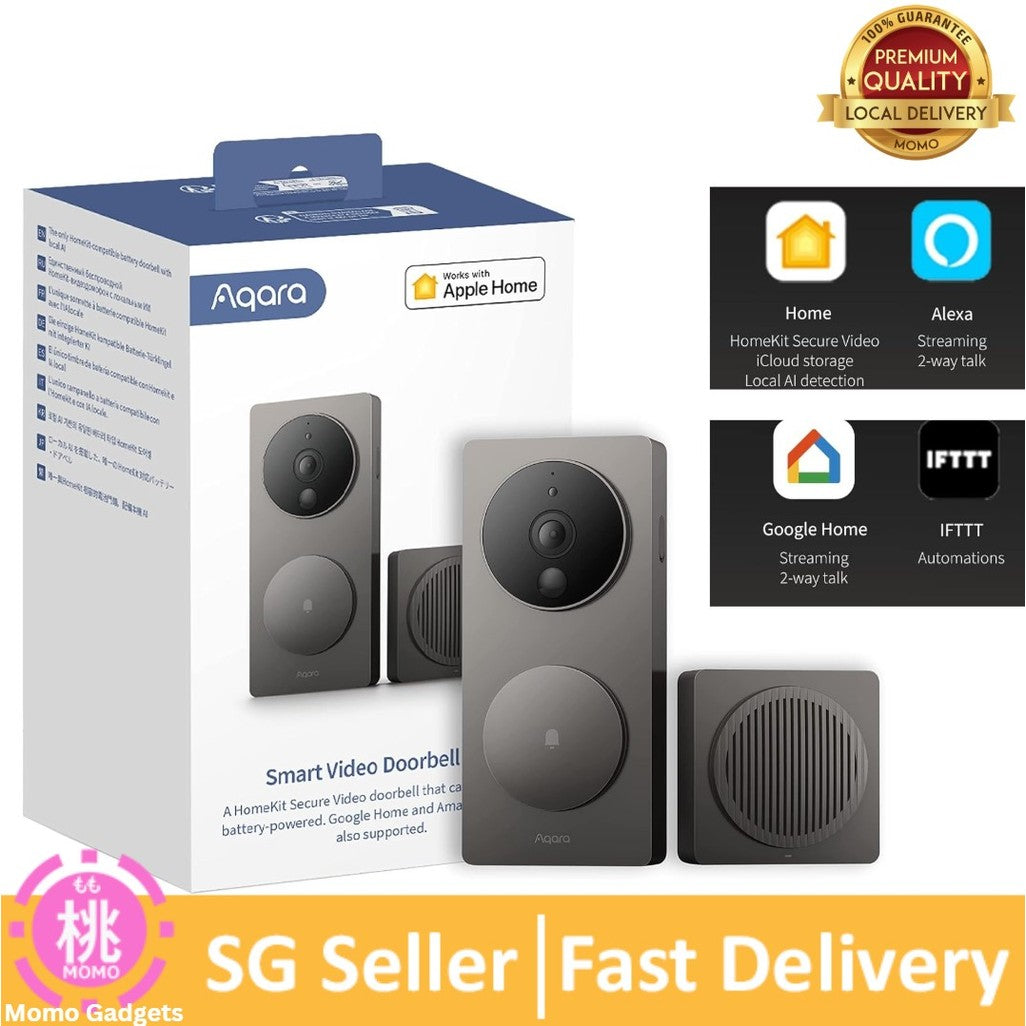Aqara Video Doorbell G4 (Chime Included),1080p FHD HomeKit Secure Video Doorbell Camera Supports Apple Home,Alexa,Google