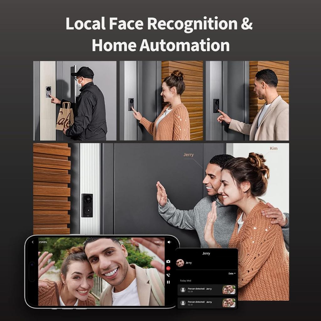 Aqara Video Doorbell G4 (Chime Included),1080p FHD HomeKit Secure Video Doorbell Camera Supports Apple Home,Alexa,Google