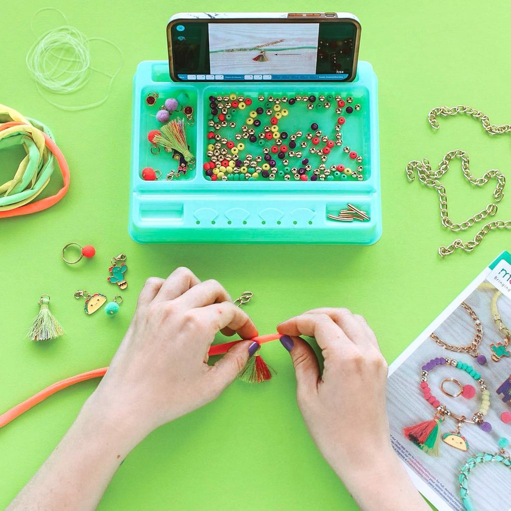 Make It Real: Neo-Brite Chains & Charms Kit - Create 10 Unique Cord & Tassel Charm Bracelets, 195 Pieces