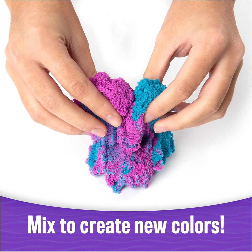 Kinetic Sand, Slice N’ Surprise Set with 13.5oz of Black, Pink and Blue Play Sand and 7 Tools, Sensory Toys for Kids