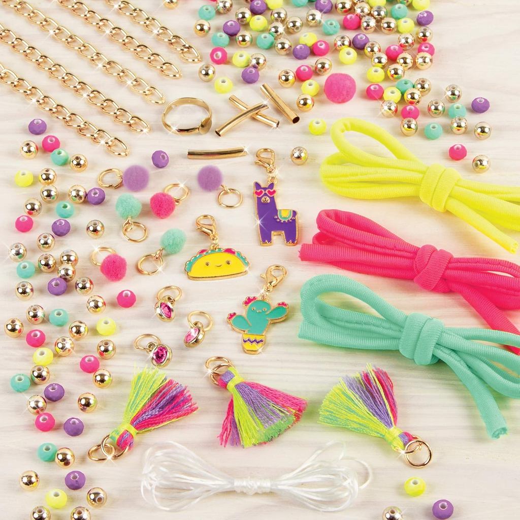 Make It Real: Neo-Brite Chains & Charms Kit - Create 10 Unique Cord & Tassel Charm Bracelets, 195 Pieces