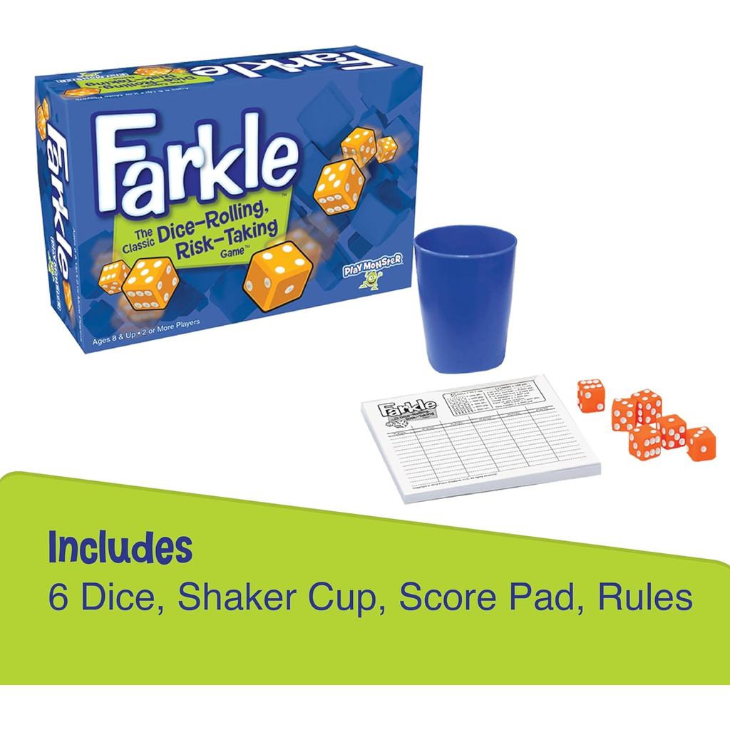 PlayMonster Farkle Classic Dice Games – Kids, Family Games, Travel Game, Adult Games, Ages 8+