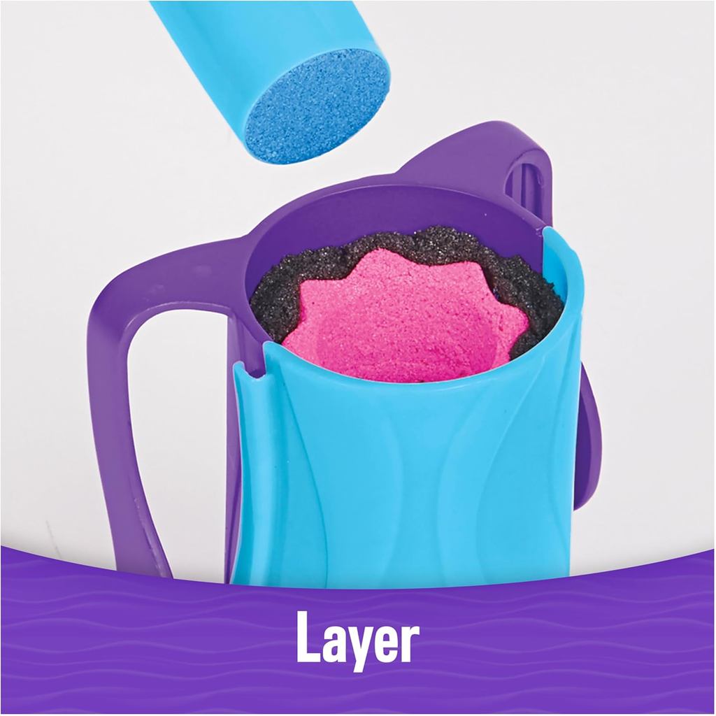Kinetic Sand, Slice N’ Surprise Set with 13.5oz of Black, Pink and Blue Play Sand and 7 Tools, Sensory Toys for Kids