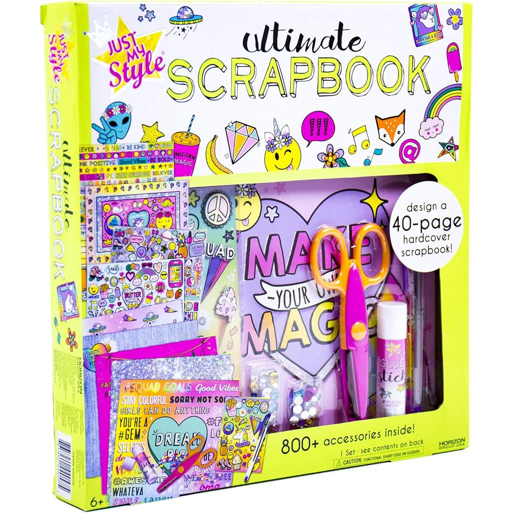 Just My Style Ultimate Scrapbook,Personalize and Decorate A 40-Page DIY Scrapbook,Great for Travel,Road Trips&On-The-Go
