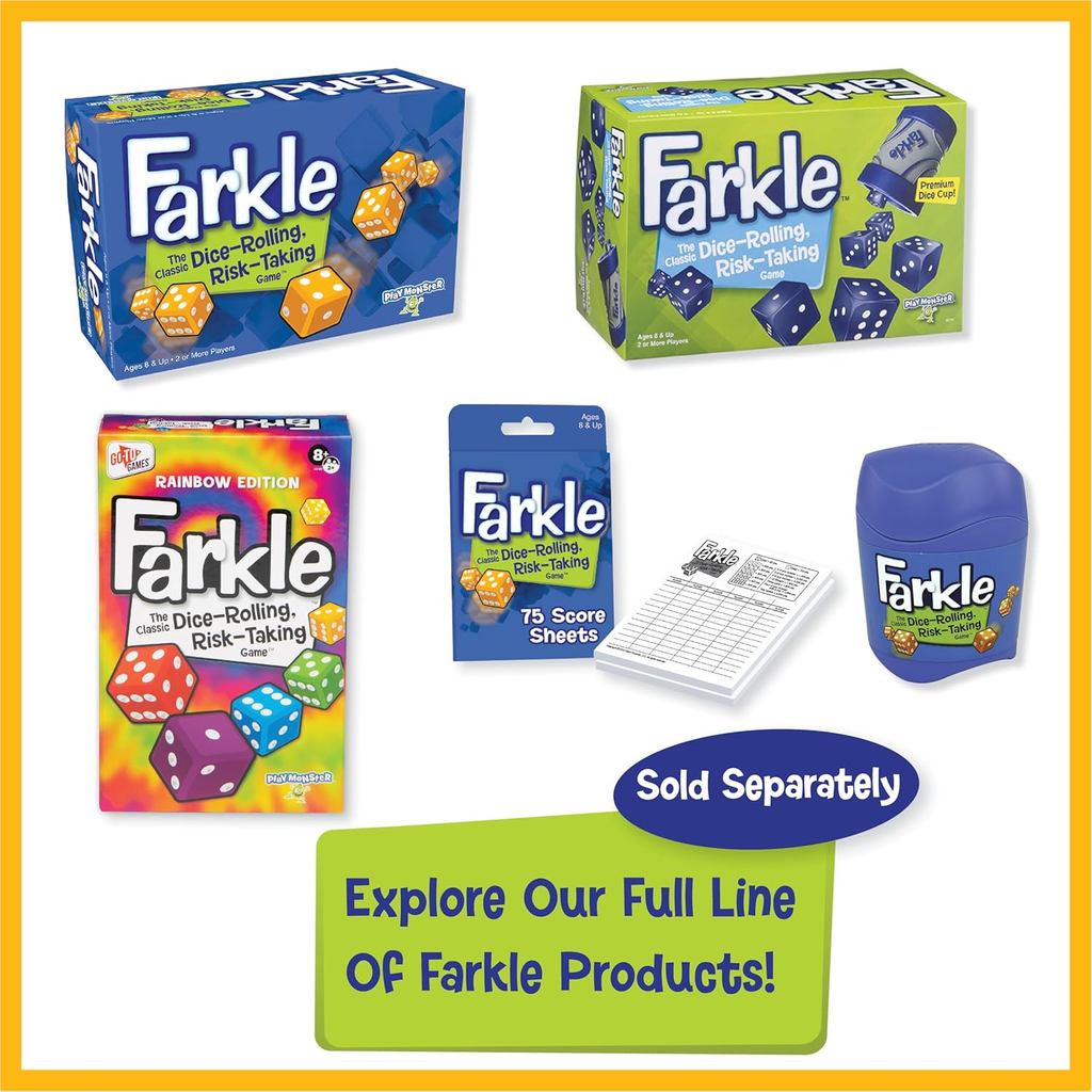 PlayMonster Farkle Classic Dice Games – Kids, Family Games, Travel Game, Adult Games, Ages 8+