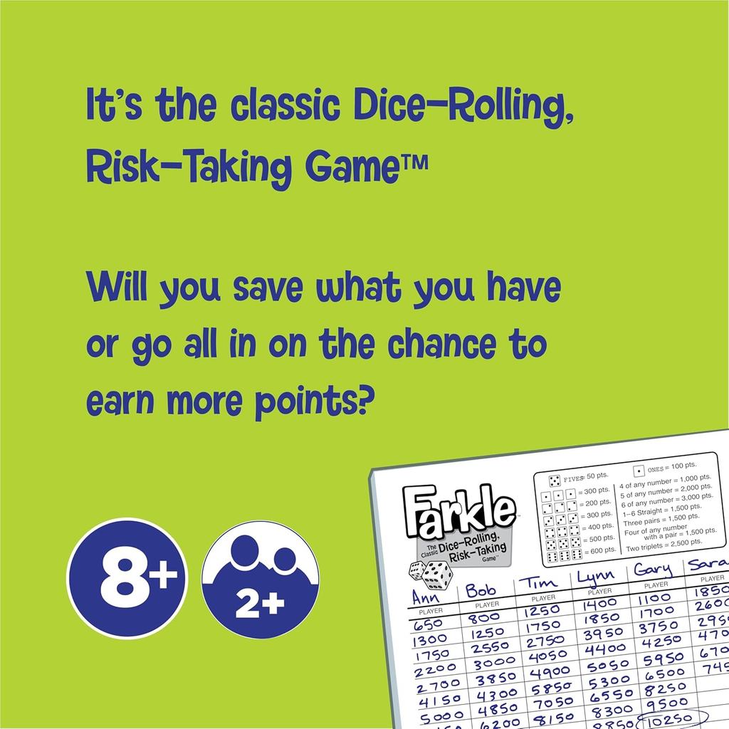 PlayMonster Farkle Classic Dice Games – Kids, Family Games, Travel Game, Adult Games, Ages 8+