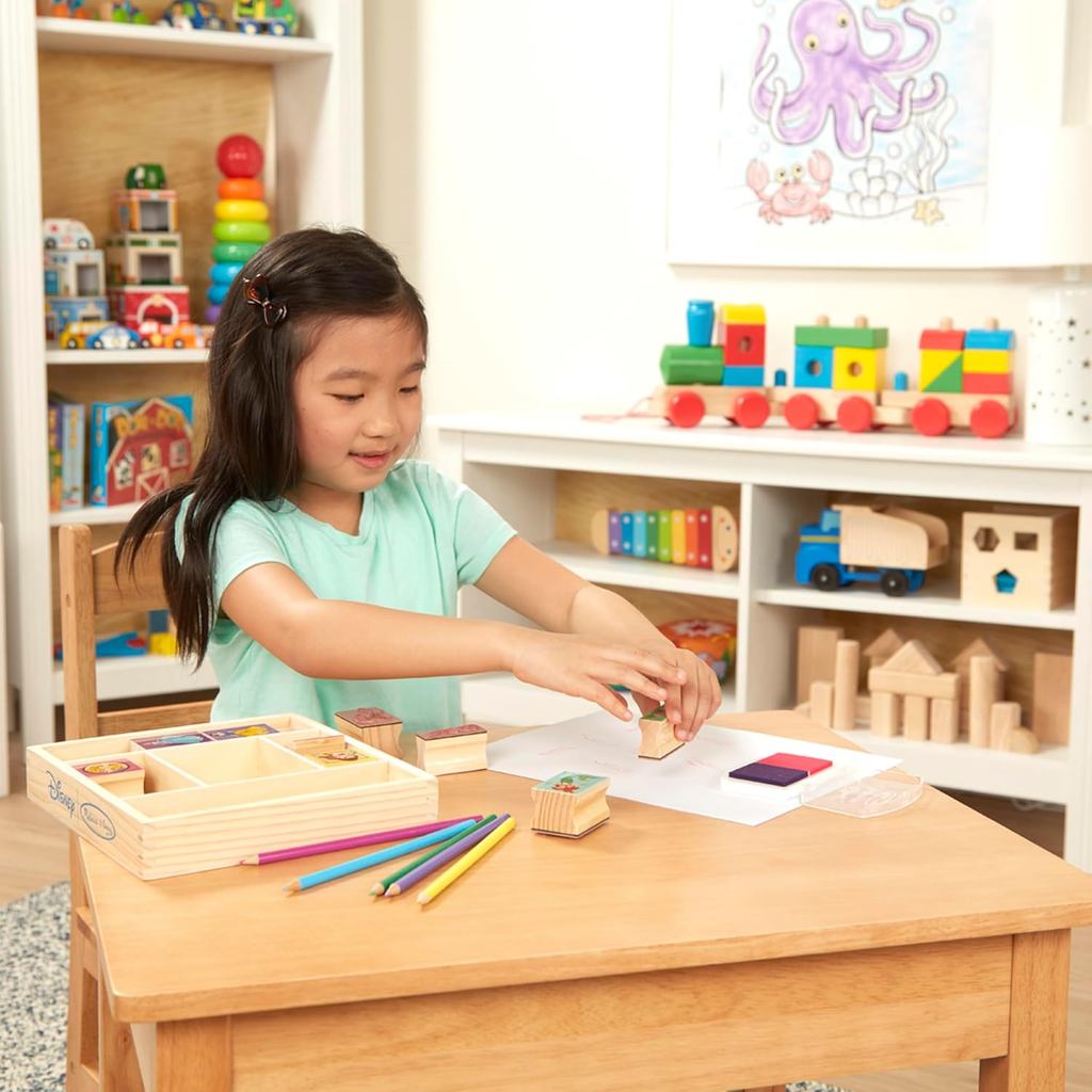 Melissa & Doug Disney Princess Wooden Stamp Set: 9 Stamps, 5 Colored Pencils, and 2-Color Stamp Pad Disney Princess