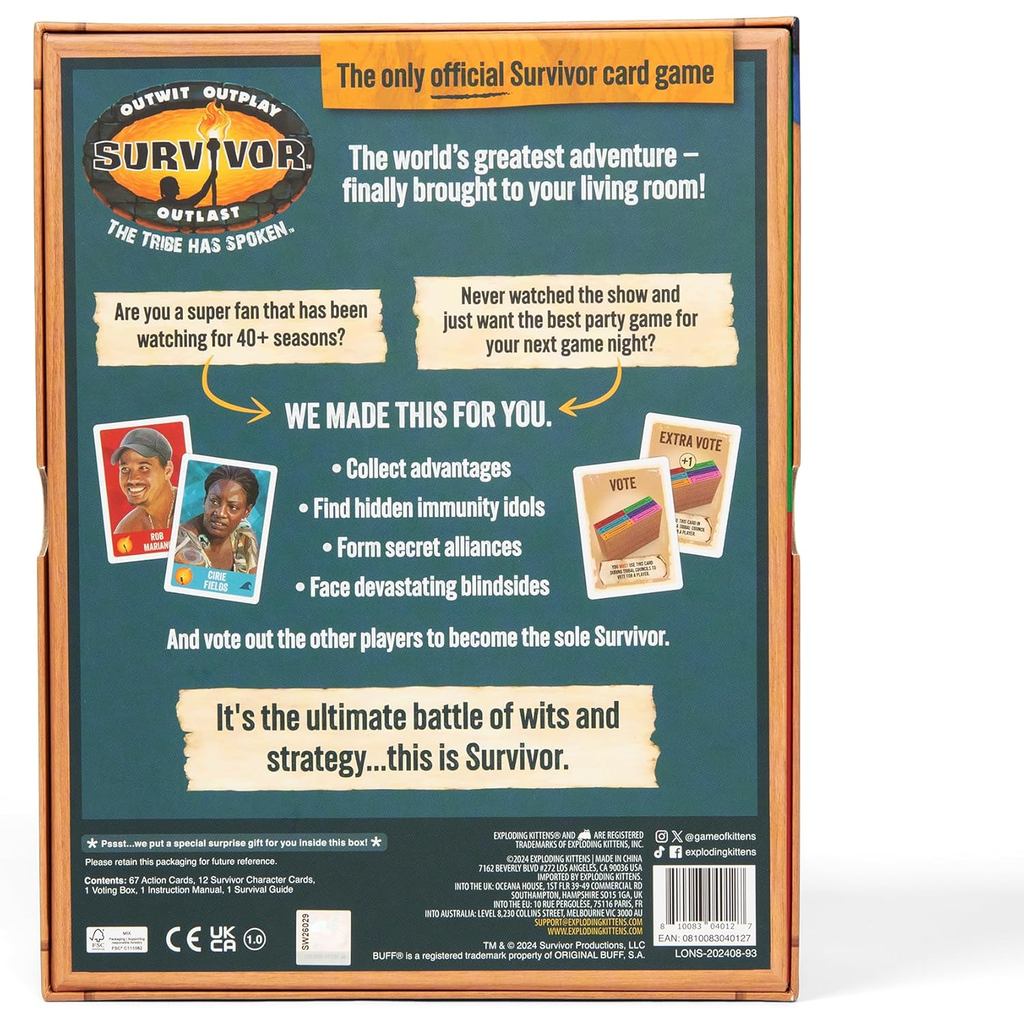 Exploding Kittens Survivor: The Tribe Has Spoken 3-6 Players - Ages 8+ - 30 Minutes to Play