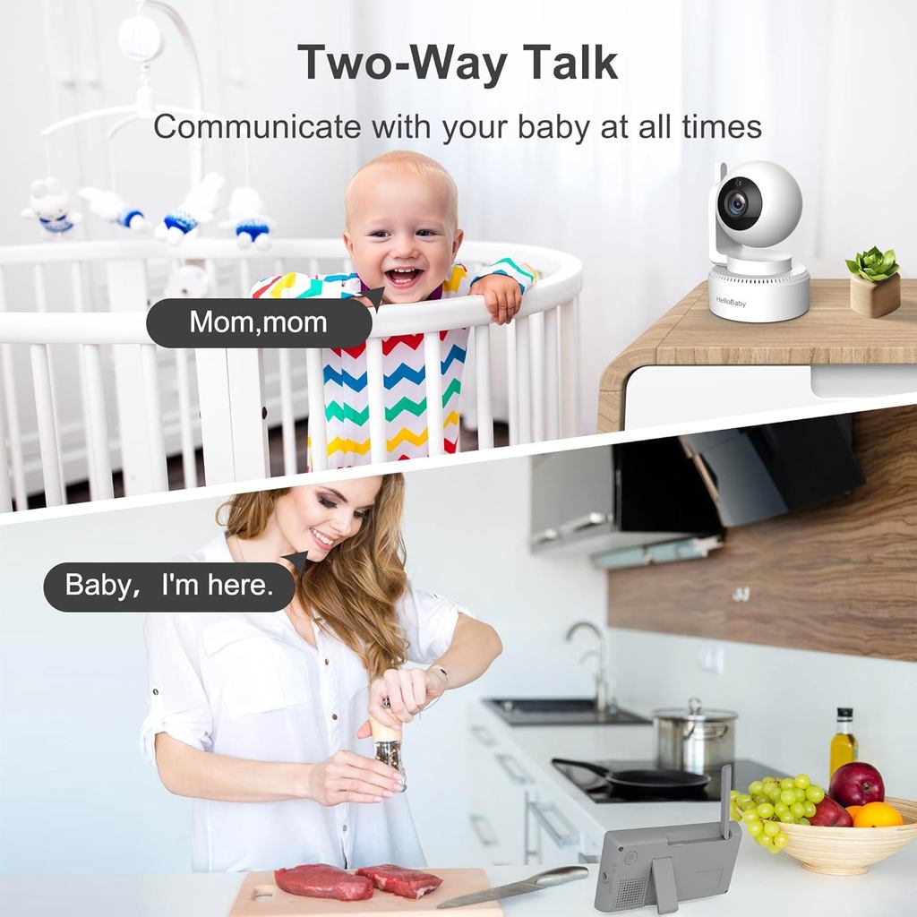 HelloBaby 4.3'' Video Baby Monitor with 30 Hours Battery, Remote Pan-Tilt-Zoom Baby Monitor No WiFi, Baby Monitor
