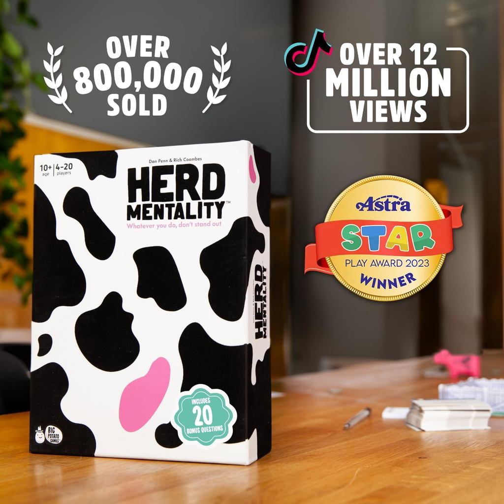 Herd Mentality: Udderly Funny Family Board Game | Easy & Fun for Big Groups of 4-20 Players