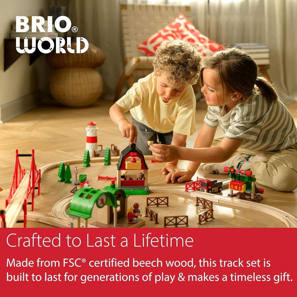 BRIO World Special Track Pack-50-Piece Set-FSC-Certified Wooden Train Track Pieces-Compatible with All BRIO Railway Sets