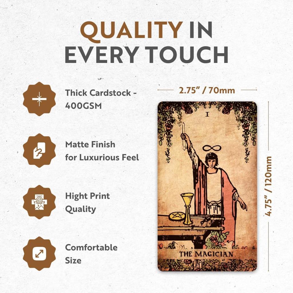 CRAFTERIAN Classic Tarot Set - 78 Gold-Edged Classic Cards with Guidebook - Perfect for Beginners