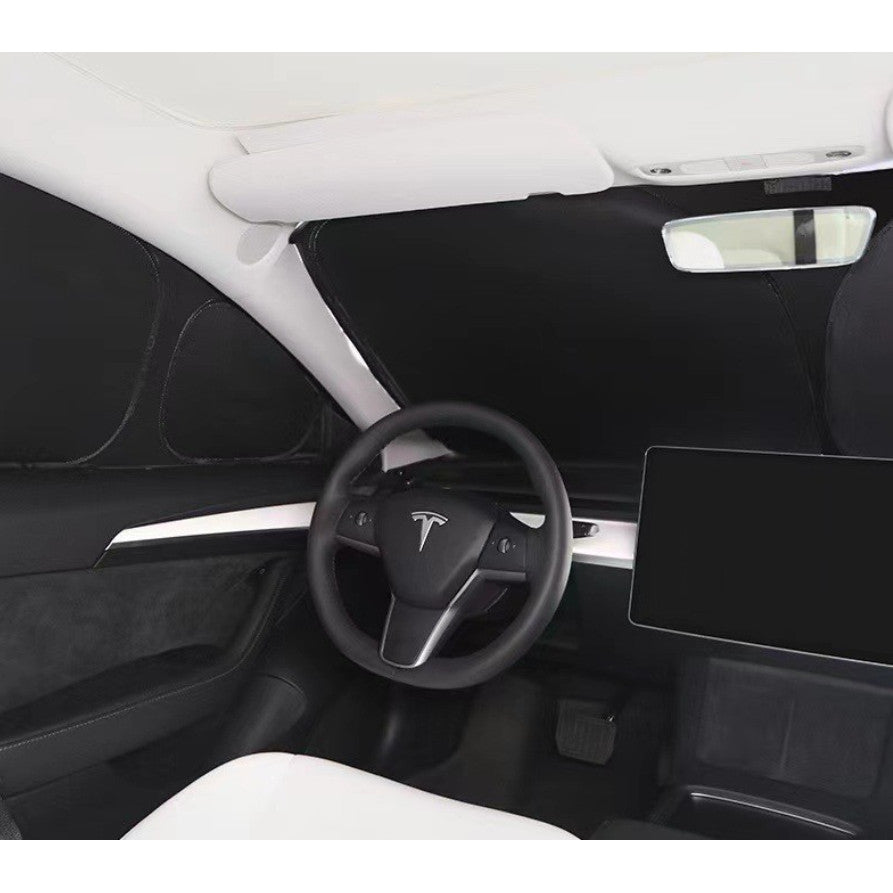 Tesla Model Y Juniper 2025-2026 Side Window Sunshade Windshield [Ice-Crystal Cool, Suction No-Fall]