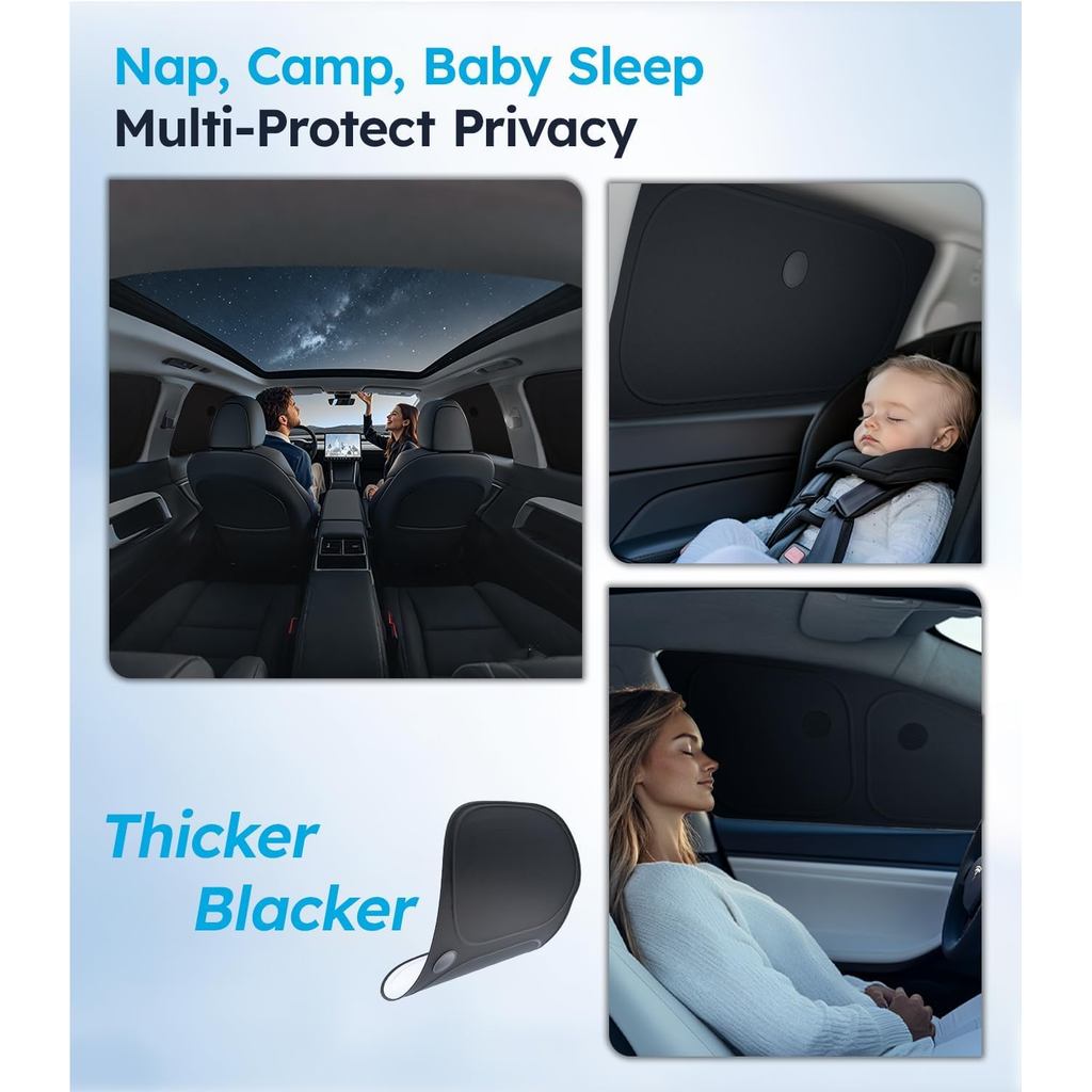 Tesla Model Y Juniper 2025-2026 Side Window Sunshade Windshield [Ice-Crystal Cool, Suction No-Fall]