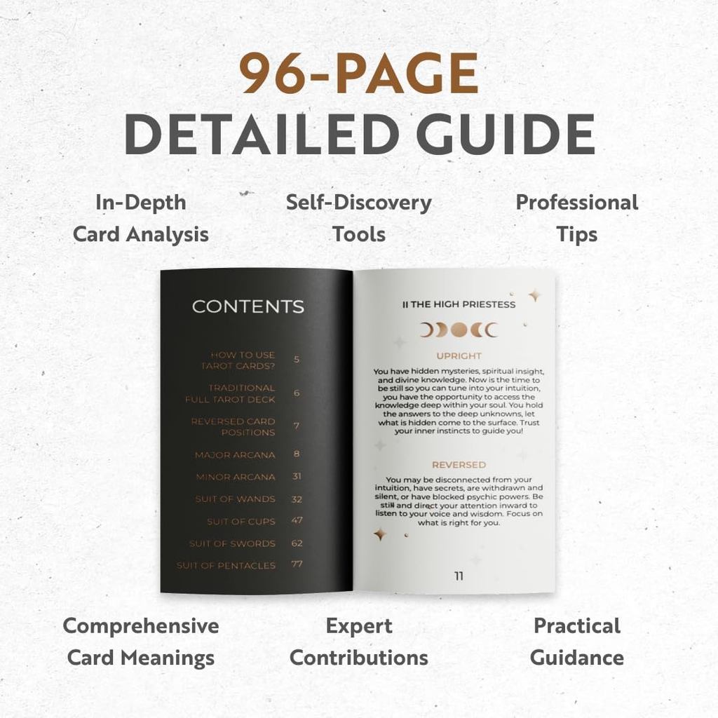 CRAFTERIAN Classic Tarot Set - 78 Gold-Edged Classic Cards with Guidebook - Perfect for Beginners