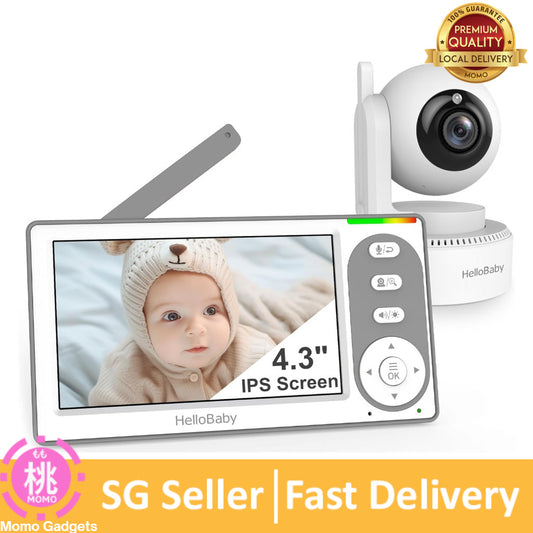 HelloBaby 4.3'' Video Baby Monitor with 30 Hours Battery, Remote Pan-Tilt-Zoom Baby Monitor No WiFi, Baby Monitor
