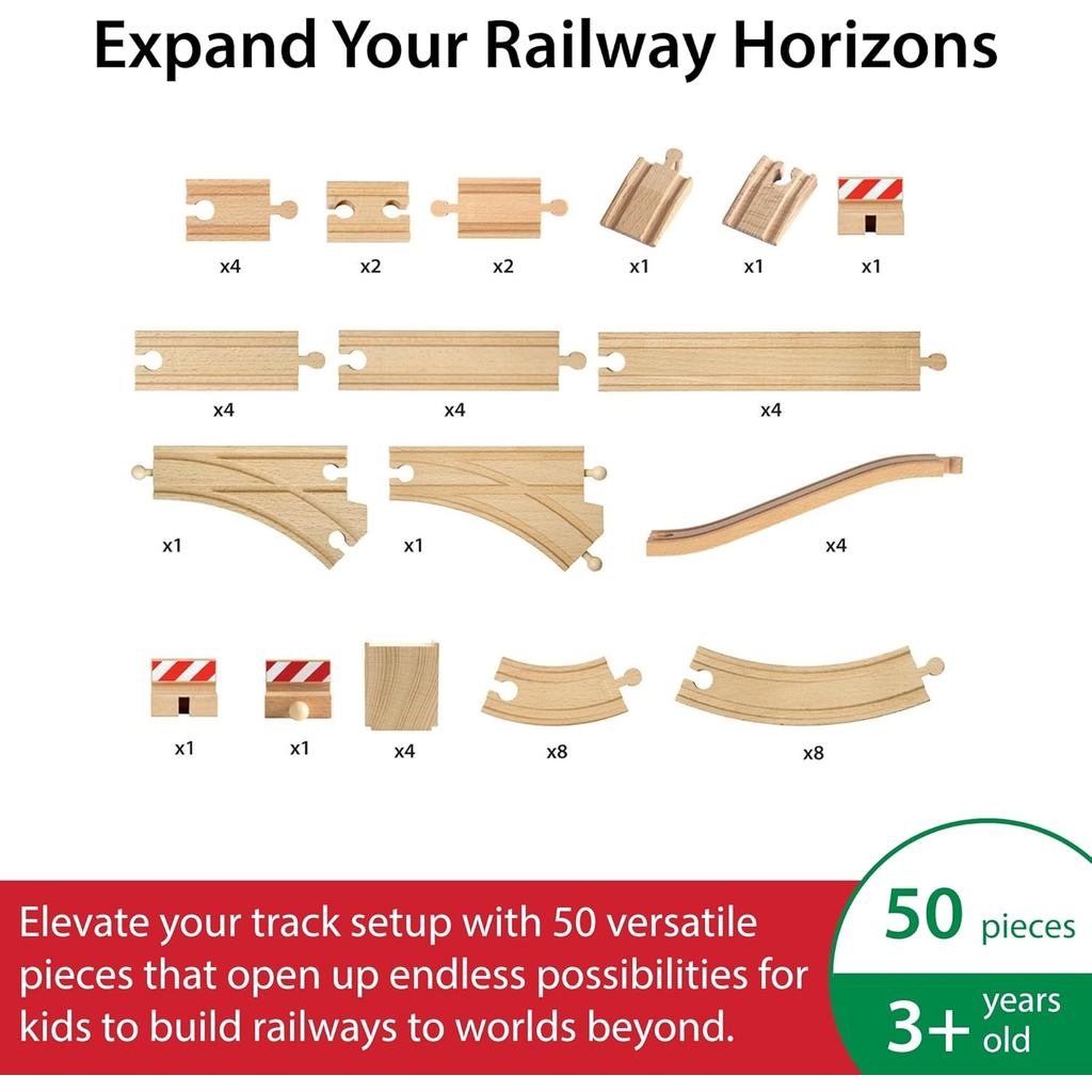 BRIO World Special Track Pack-50-Piece Set-FSC-Certified Wooden Train Track Pieces-Compatible with All BRIO Railway Sets
