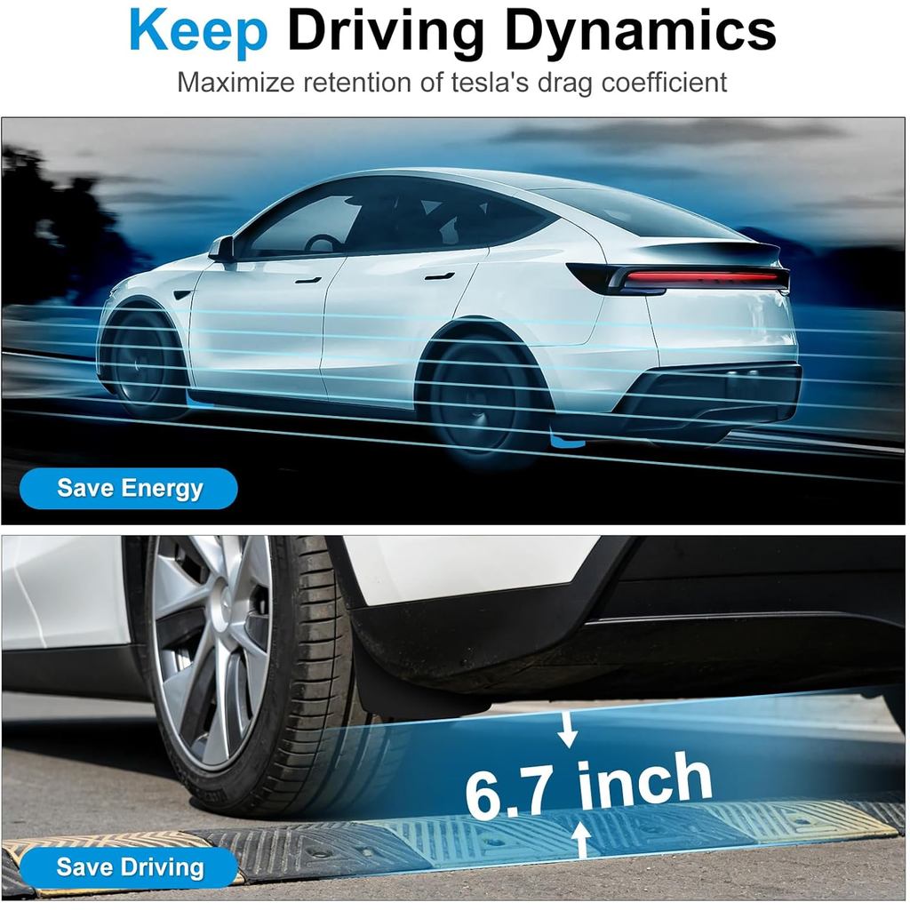 Floor Mats for Tesla Model Y Juniper 2025-2026 All Weather 9Pcs Cargo Liners & 4Pcs Mud Flaps No-Drill Splash Guards