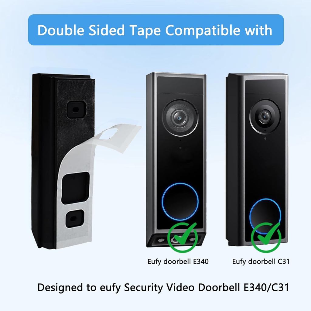 Doorbell Adhesive Mount Tape Compatible with Eufy Security Video Doorbell E340 / C31, No Drill Doorbell Mount