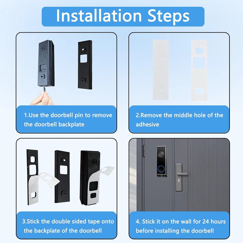 Doorbell Adhesive Mount Tape Compatible with Eufy Security Video Doorbell E340 / C31, No Drill Doorbell Mount