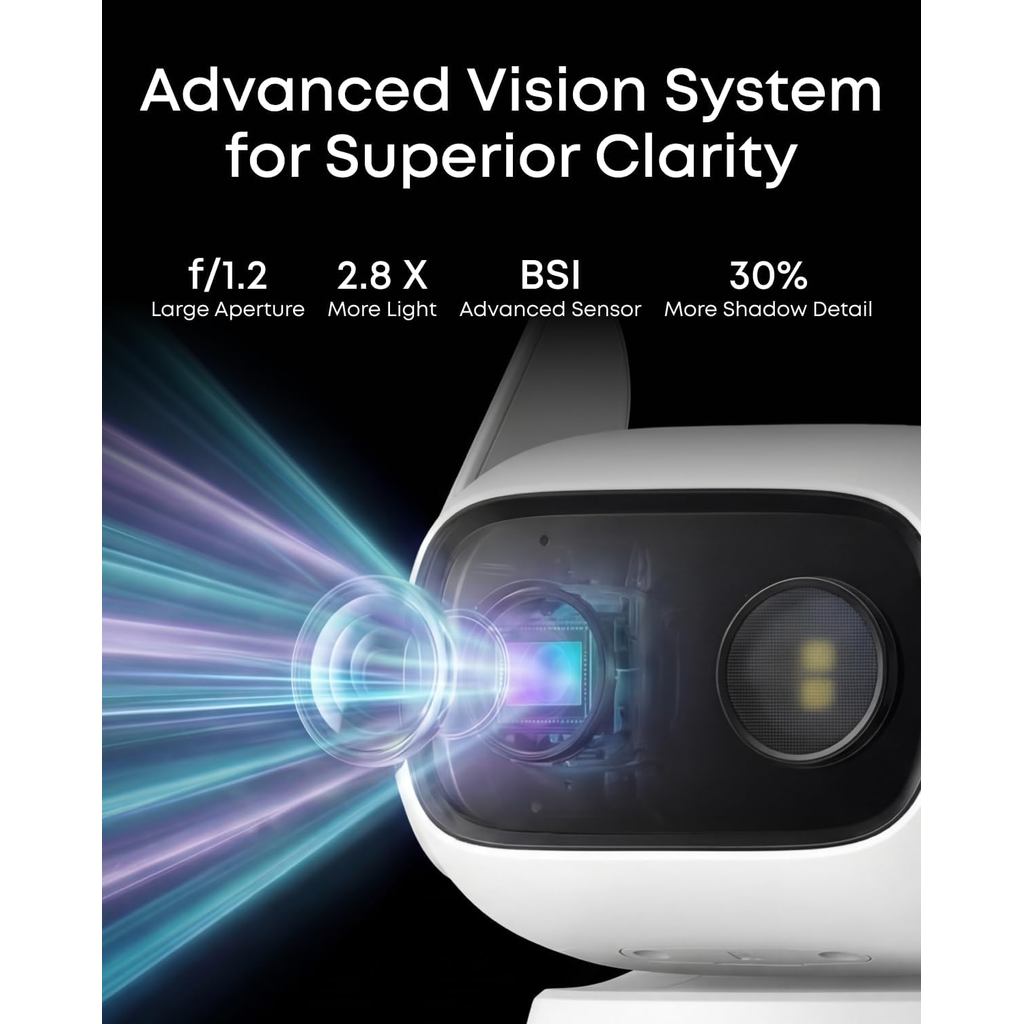 eufy Wired Cam C31, 360° Coverage with Pan and Tilt, Indoor and Outdoor, Dual Antenna, Color Night Vision