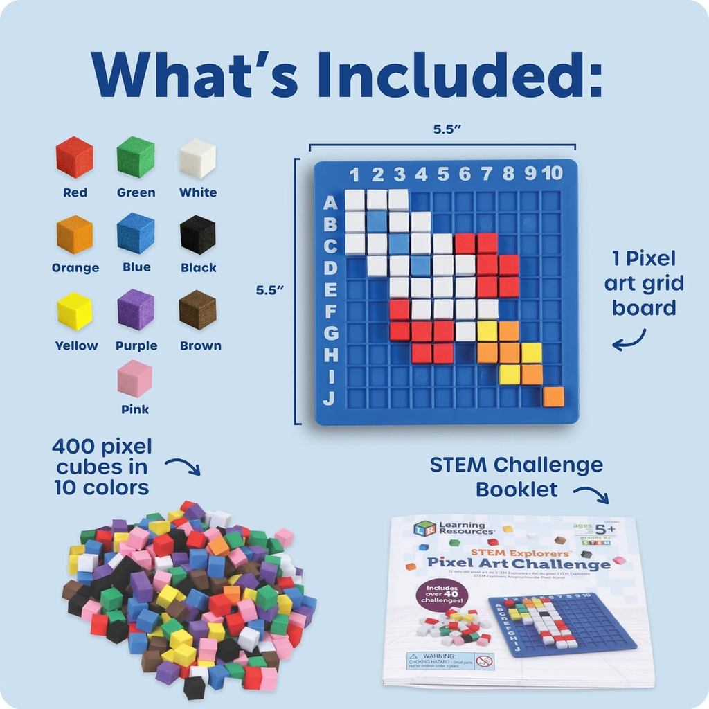 Learning Resources STEM Explorers Pixel Art Challenge - Science Kits & STEM Activities for Kids