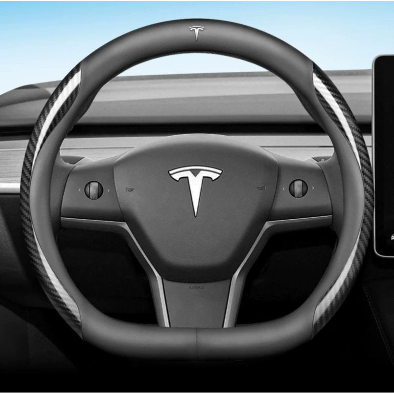 Nappa Leather Steering Wheel Cover Compatible with Tesla Model 3/Y 2016-2025 2026 Juniper/Highland