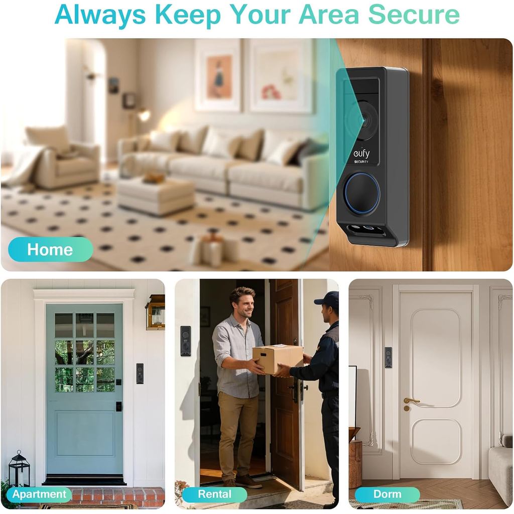 Adhesive Doorbell Mount for Eufy E340 Camera, No-Drill Adjustable Wedge Bracket for Video Doorbell