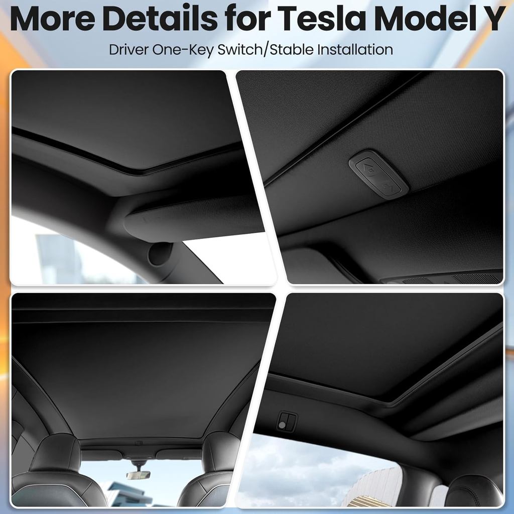 Voice Control Electric AUTO Sunshade Roof for Tesla Model Y 2025-2026, Retractable Panoramic Roof Shade