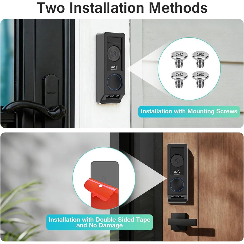 Adhesive Doorbell Mount for Eufy E340 Camera, No-Drill Adjustable Wedge Bracket for Video Doorbell