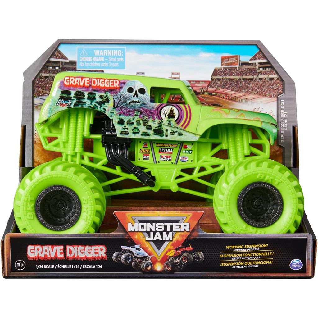 Monster Jam, Official Grave Digger Monster Truck, Collector Die-Cast Vehicle, 1:24 Scale, Ages 3 and up