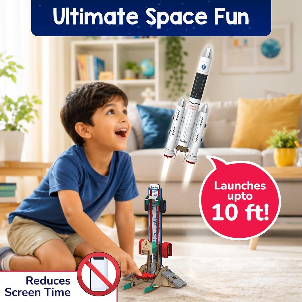 Smartivity DIY Rocket Launcher STEM Kit for Kids|2025 Parents Choice Award Winner | Build Your Own Rocket & Launch