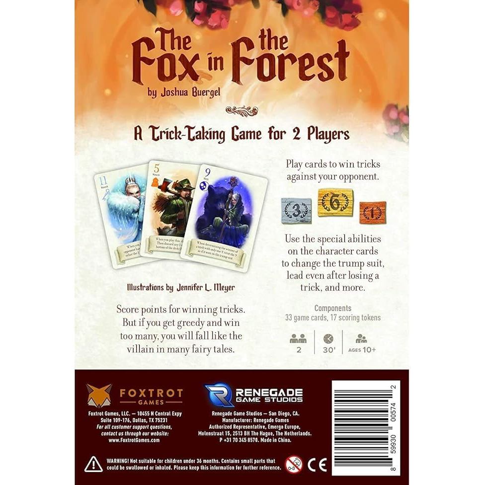 Renegade Game Studios Fox in the Forest ,2 Player Card Games, Trick-Taking Strategy Game for Adults