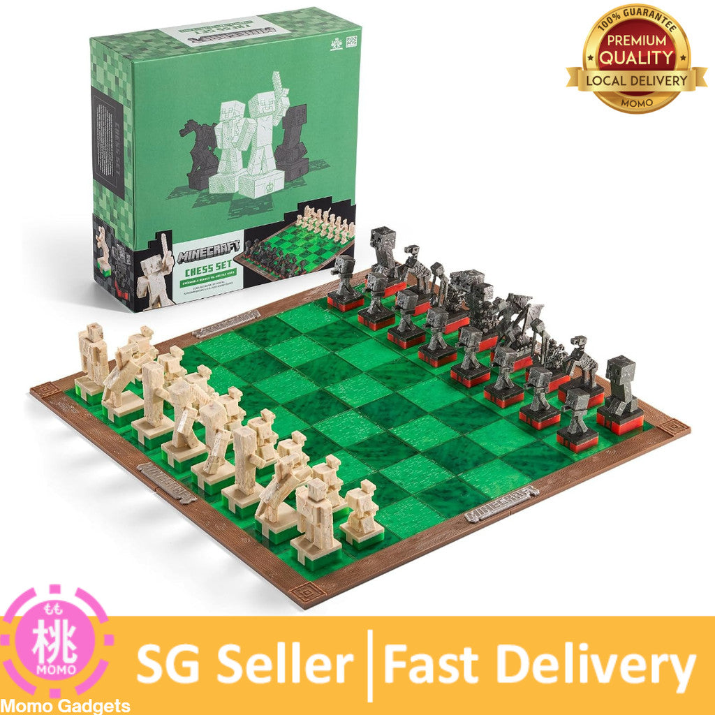 Classic Strategy Minecraft Chess & Checkers Set - Unisex Board Game for All Ages