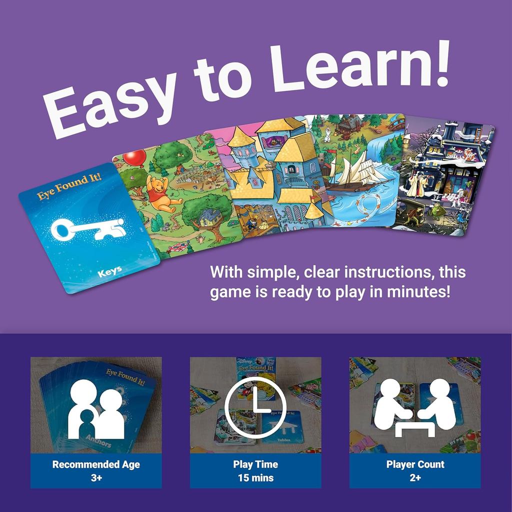 Ravensburger Eye Found It! World of Disney Card Game - Fun and Educational Spot It for Toddlers, Preschoolers
