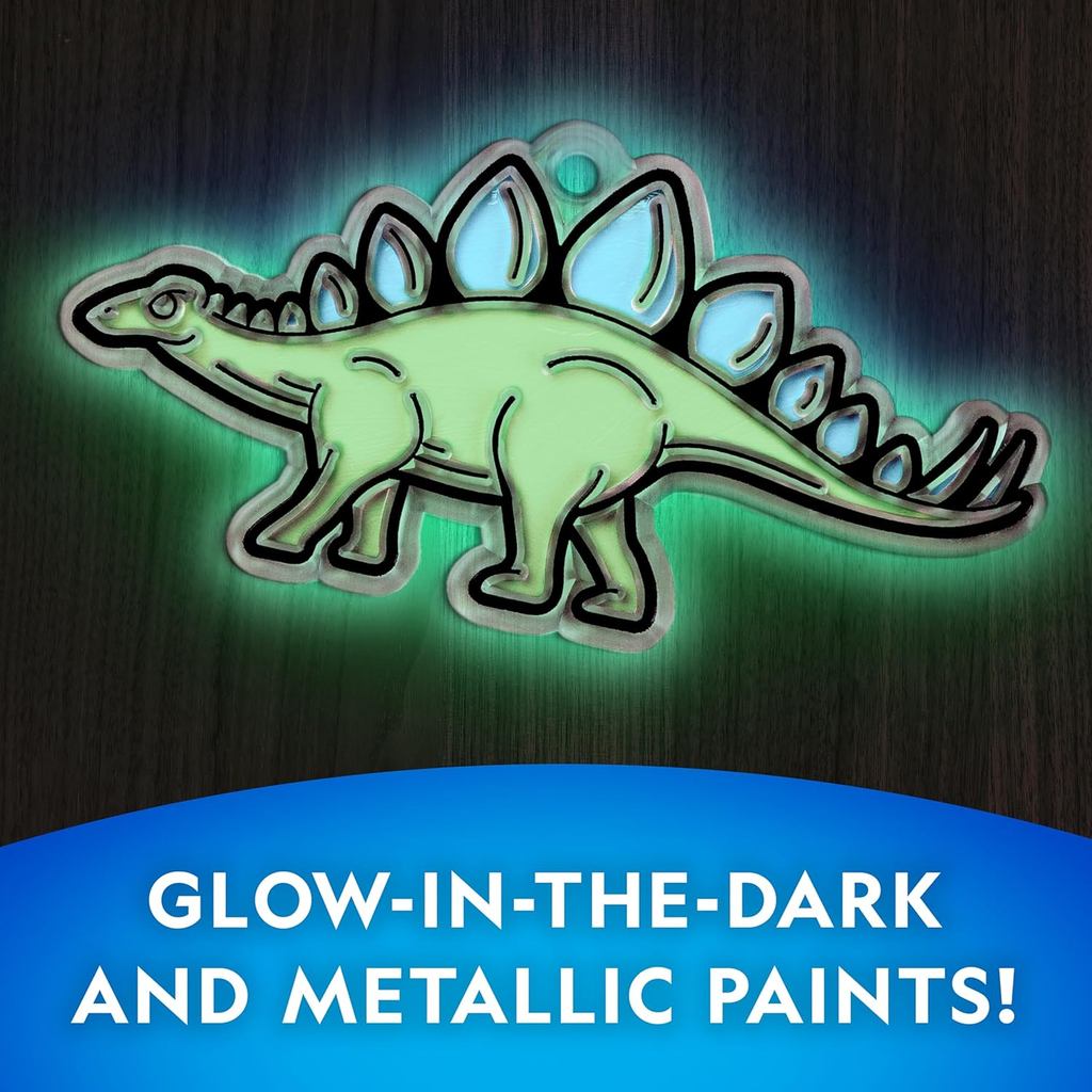 National Geographic Kids Stained Glass Kit-Glow in The Dark Dinosaur Toys, Kids Arts and Crafts Set, Kid Crafts Ages 4-8