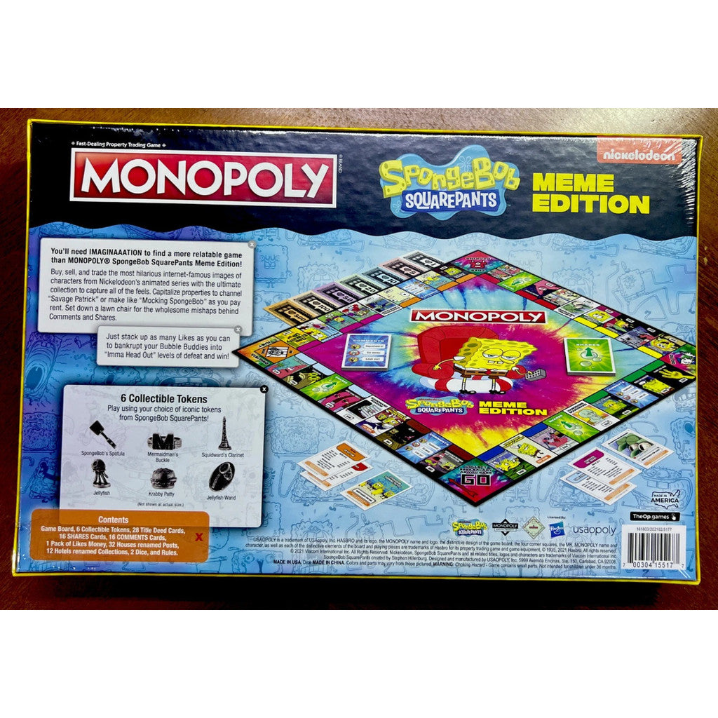Monopoly Spongebob Squarepants Meme Edition | Based on Nickelodeon Show