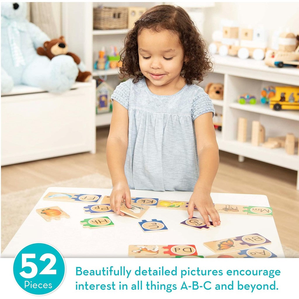 Melissa & Doug Self-Correct Counting Alphabet Wooden Puzzles With Storage Box (52 pcs)
