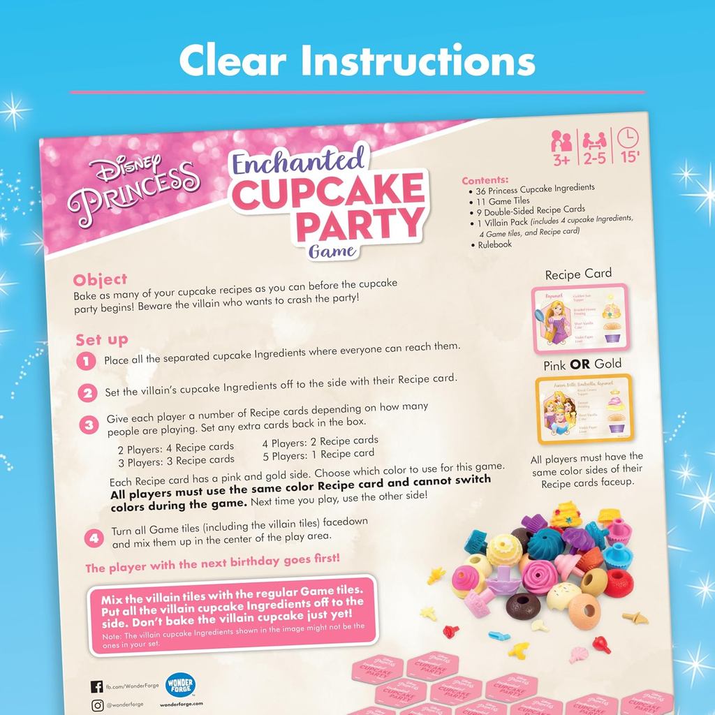 Wonder Forge Disney Princess Enchanted Cupcake Party Game - Exciting Matching Game | Fun for Kids & Adults